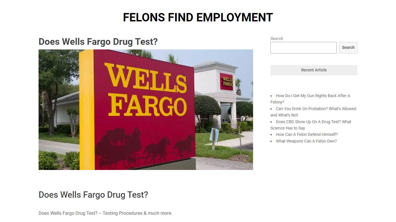 Does Wells Fargo Drug Test? | Felons Find Employment